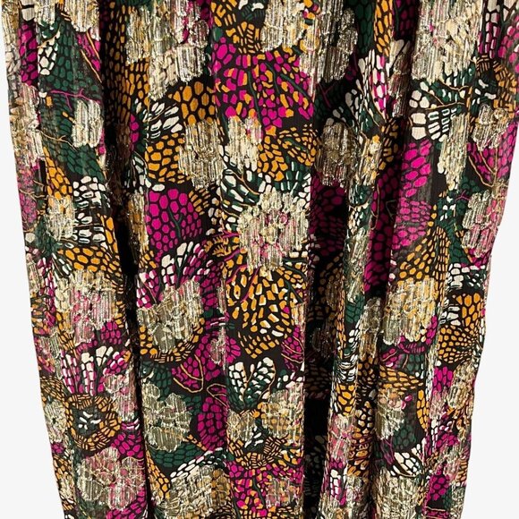 Ba&Sh Leo Woven Emerald Maxi Dress Size 3 / L Halter Metallic Open Back Prom - Picture 3 of 15